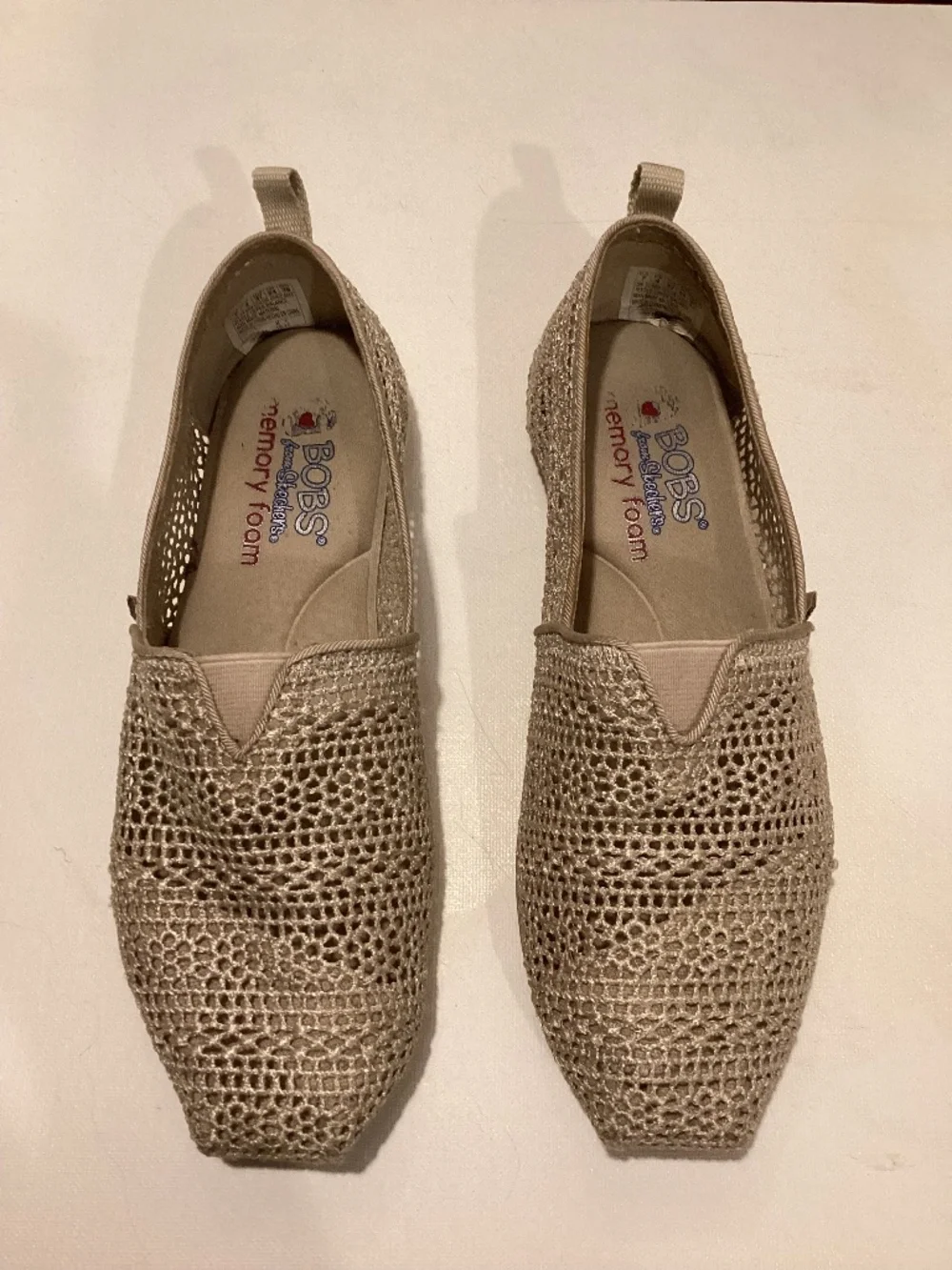 Floral mesh fabric slip-on memory foam shoes, Bobs by Sketchers, size 7